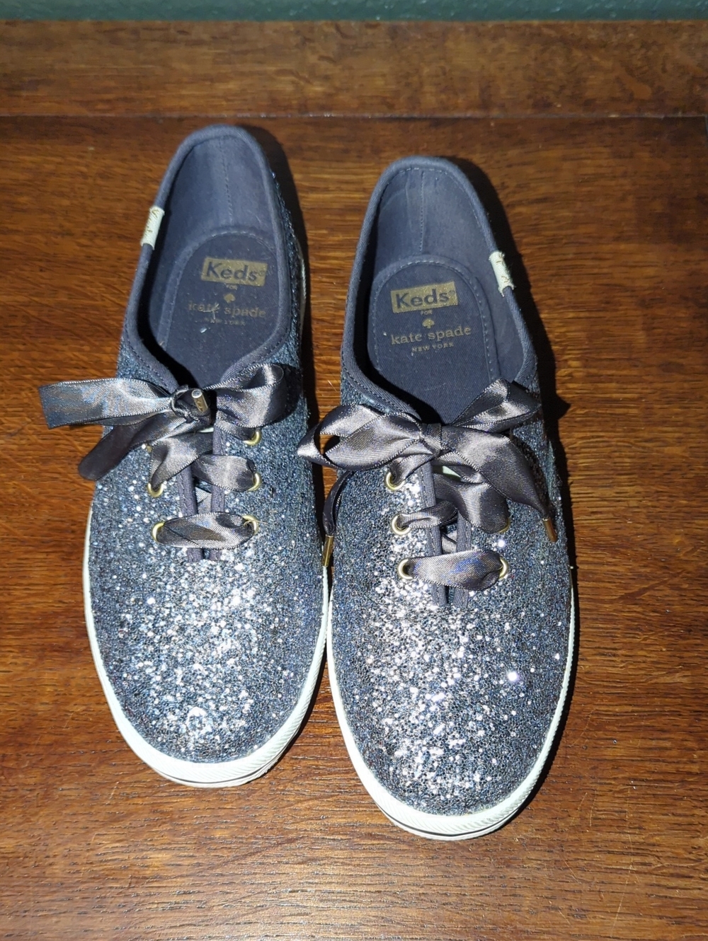 Keds x Kate Spade Navy Glitter Ribbon Lace Sneakers